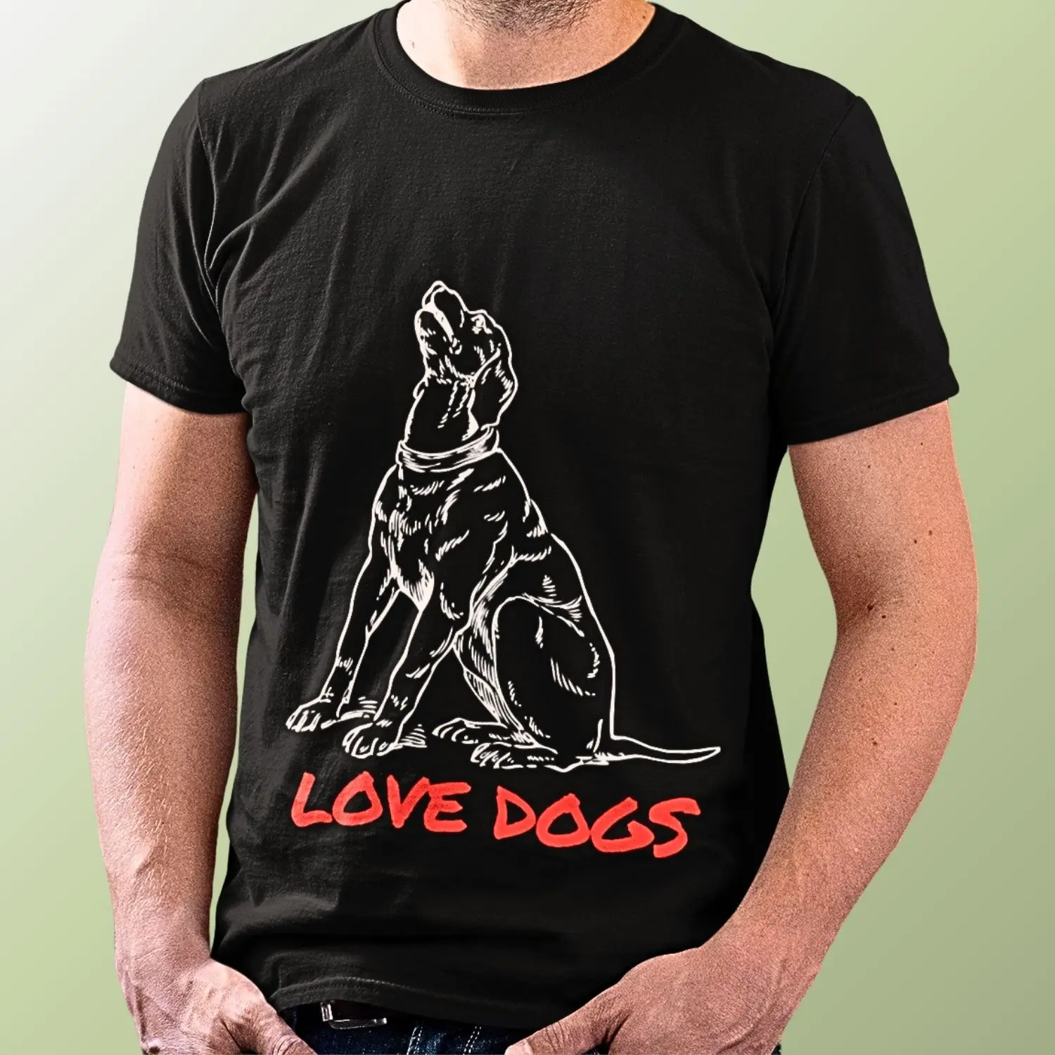 Camiseta com desenho de uma silhueta de cachorro