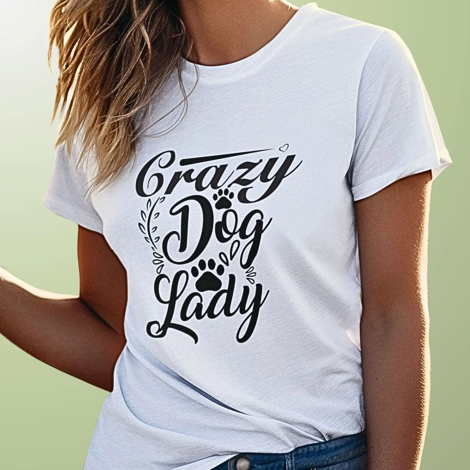 Camiseta com a frase Crazy Dog Lady