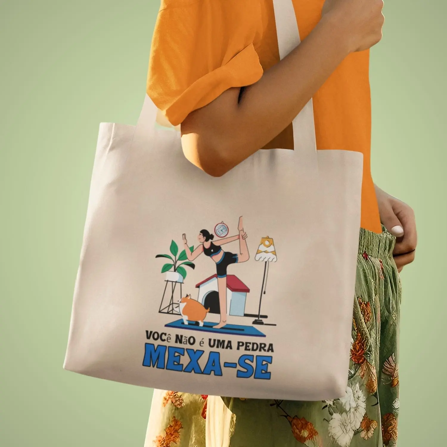 Ecobag com estampa de cachorros e frase positiva