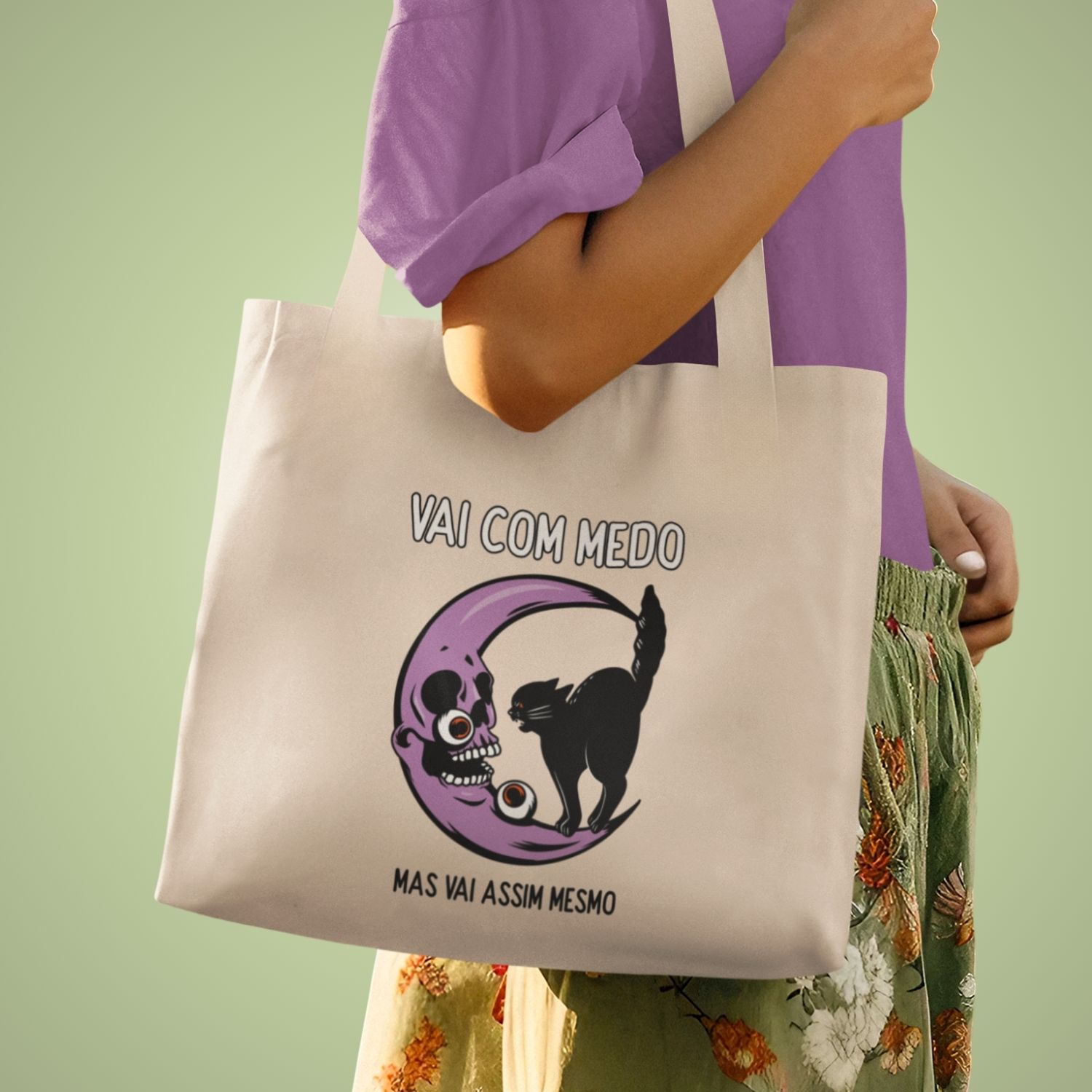 Ecobag com estampa de gatos e frase positiva