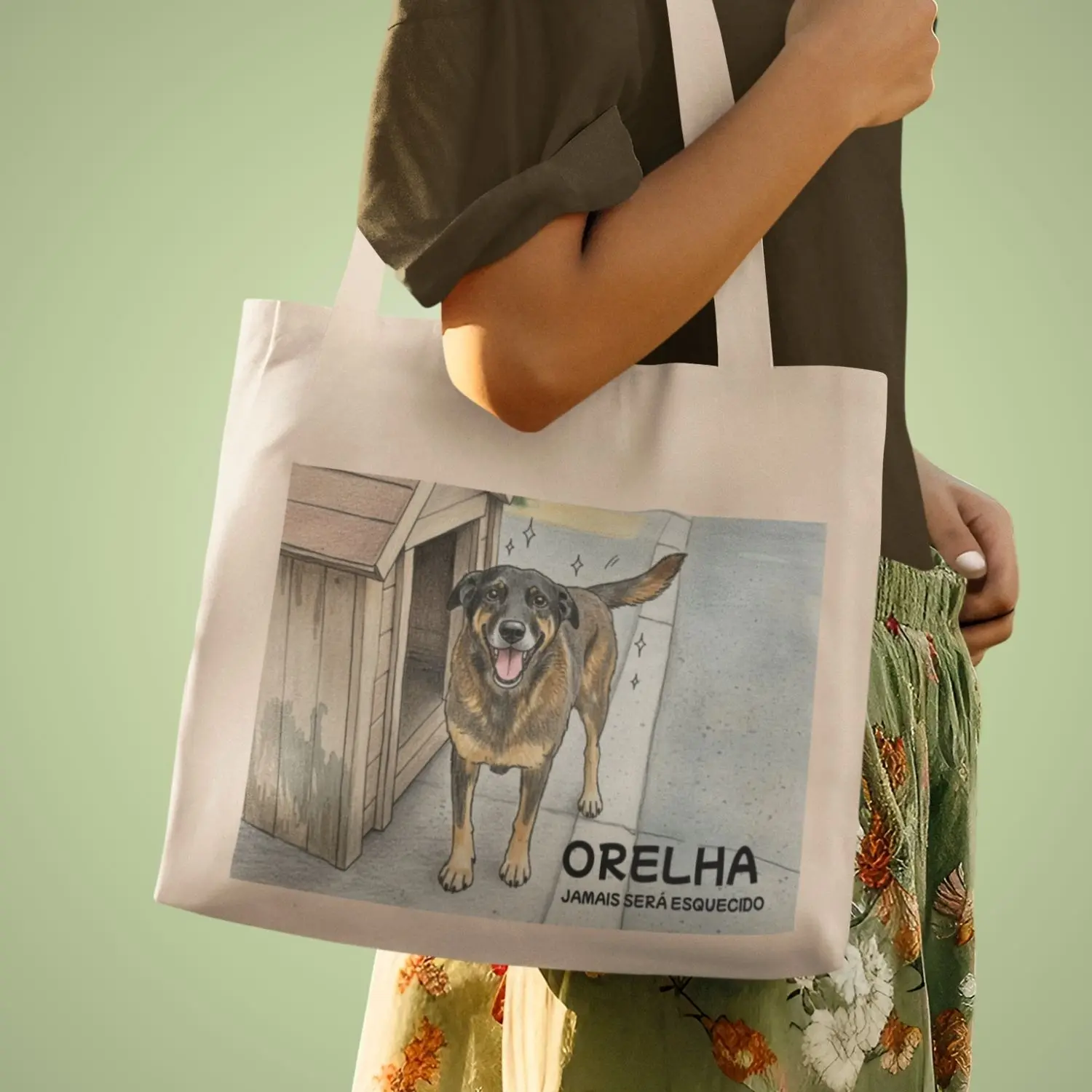 Ecobag com homenagem ao cachorro Orelha
